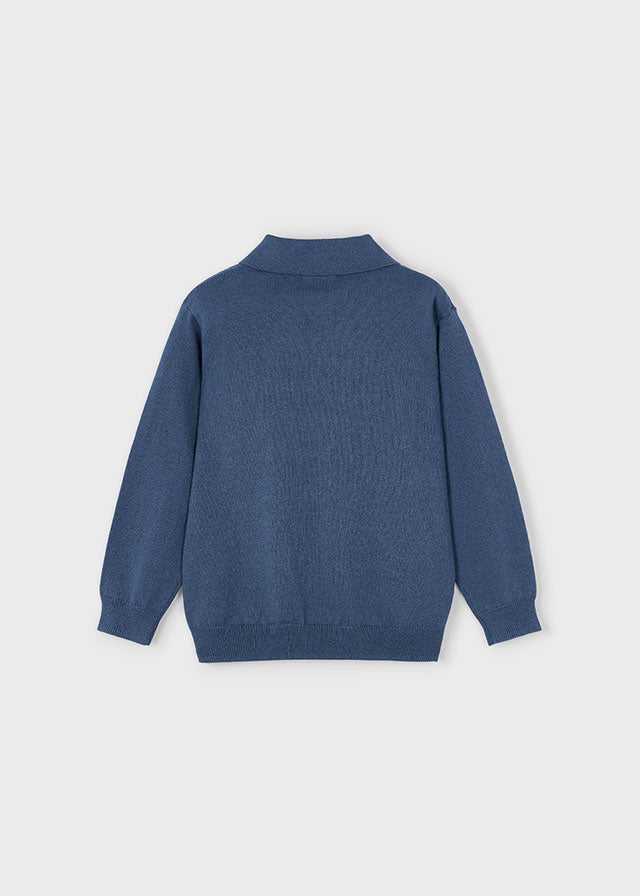 Boys Long Sleeve Knit Polo | Heather Steel