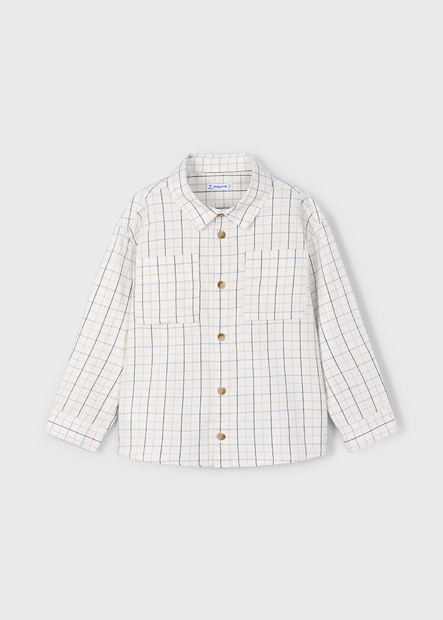 Boys Long Sleeve Plaid Shirt | Cream