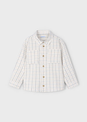 Boys Long Sleeve Plaid Shirt | Cream