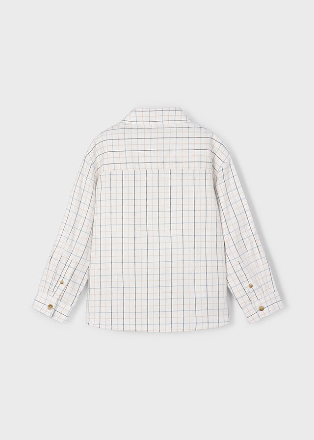 Boys Long Sleeve Plaid Shirt | Cream