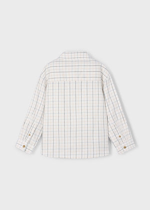 Boys Long Sleeve Plaid Shirt | Cream