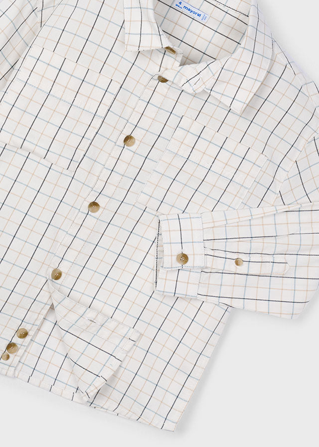 Boys Long Sleeve Plaid Shirt | Cream
