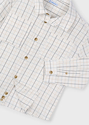 Boys Long Sleeve Plaid Shirt | Cream