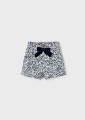Girls Velvet Bow Tweed Shorts