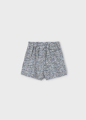 Girls Velvet Bow Tweed Shorts