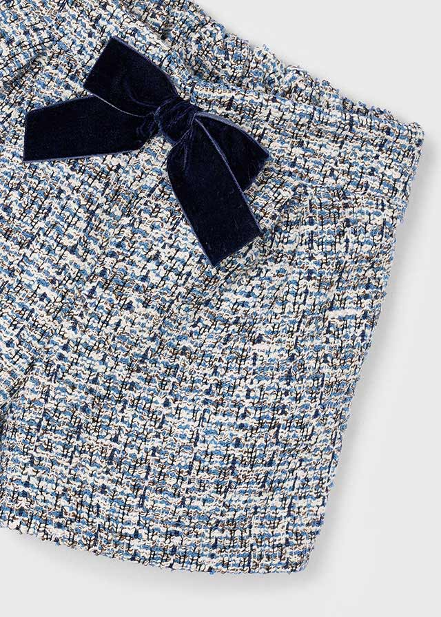Girls Velvet Bow Tweed Shorts