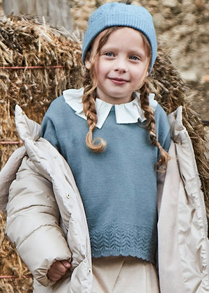 Girls Soft Pointelle Sweater | Sage