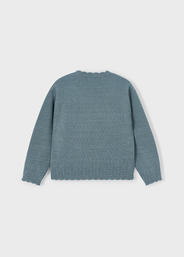 Girls Soft Pointelle Sweater | Sage