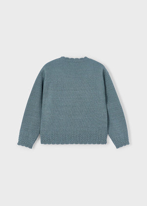 Girls Soft Pointelle Sweater | Sage