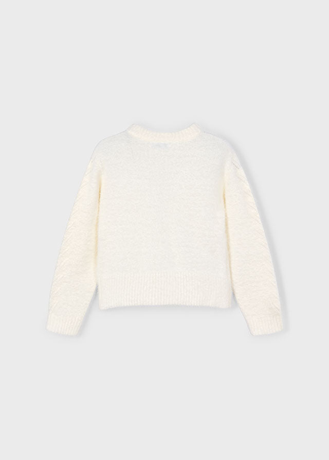 Girls Soft Faux Fur Sweater | Natural