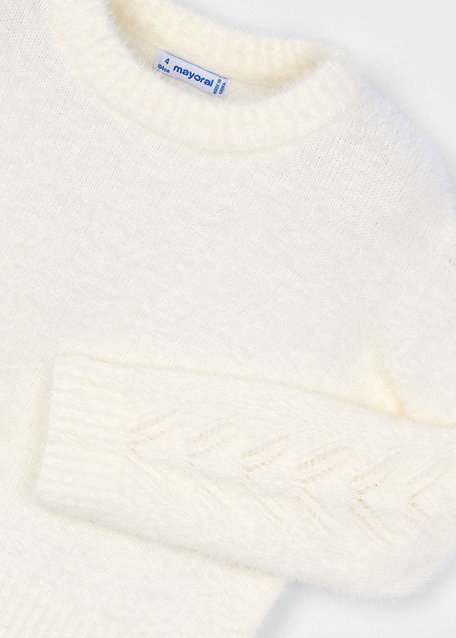 Girls Soft Faux Fur Sweater | Natural