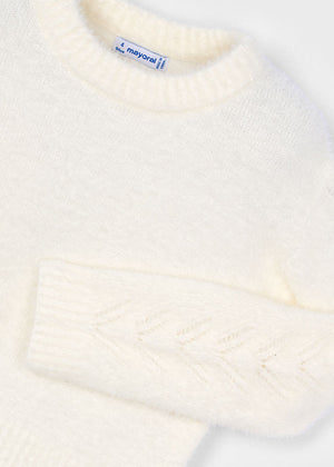 Girls Soft Faux Fur Sweater | Natural
