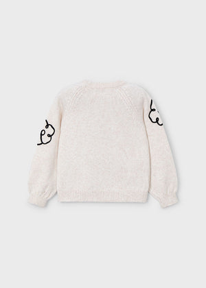 Girls Flower Knit Sweater | Macchiato