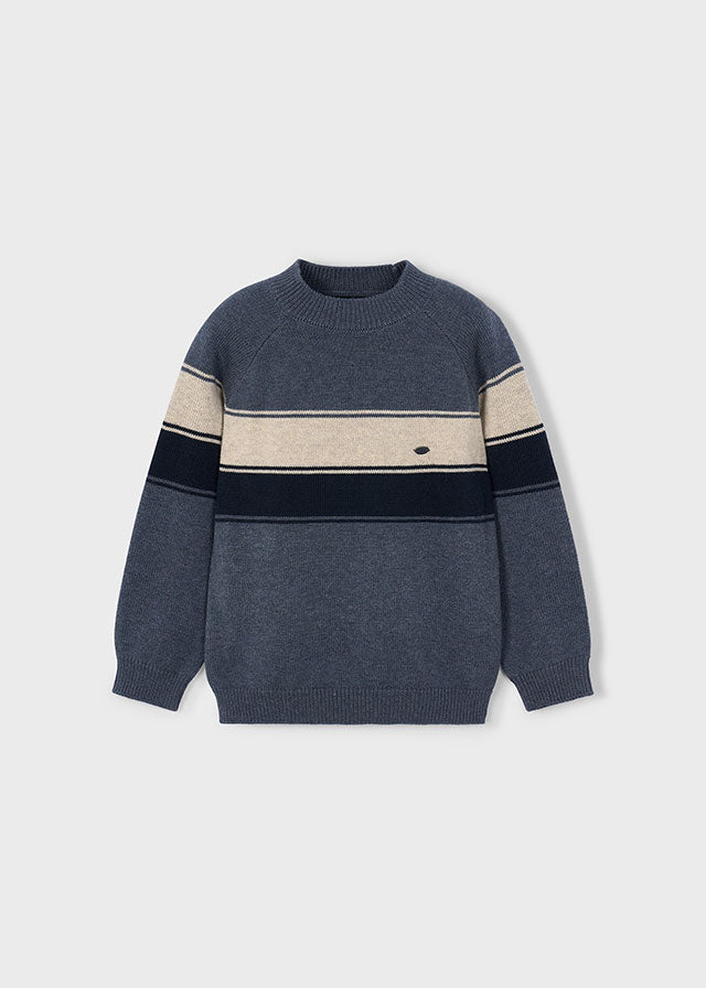 Boys Striped Knit Sweater | Steel