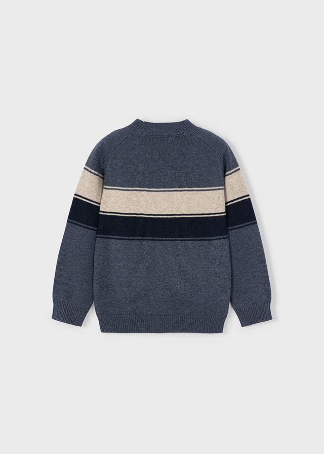 Boys Striped Knit Sweater | Steel