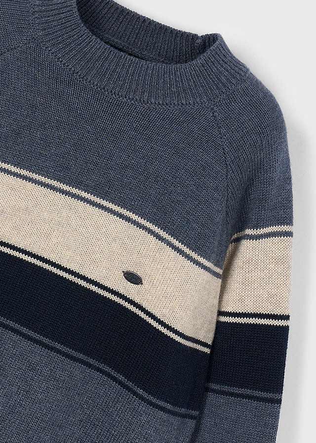 Boys Striped Knit Sweater | Steel