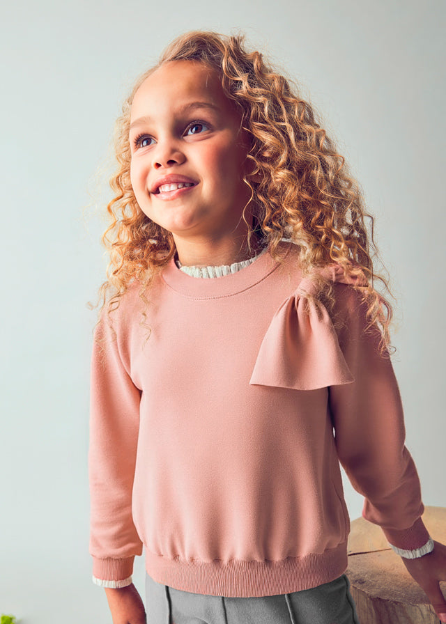 Girls Bow Sweatshirt | Makeup Pink