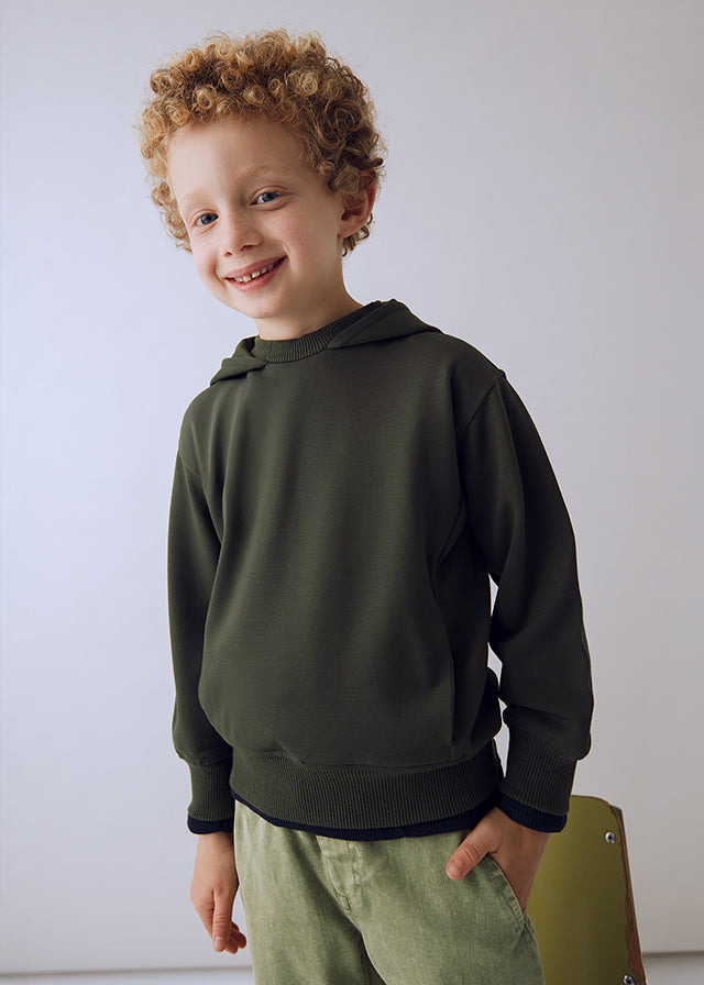 Boys Hooded Pullover Sweatshirt | Olive