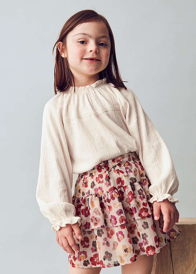 Girls Chiffon Skirt | Cherry Leopard