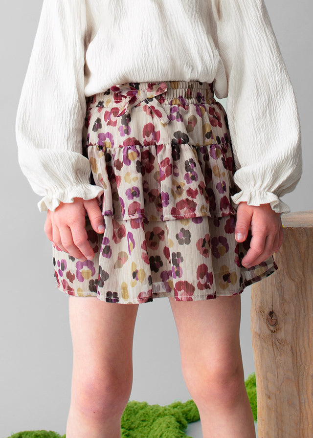 Girls Chiffon Skirt | Cherry Leopard