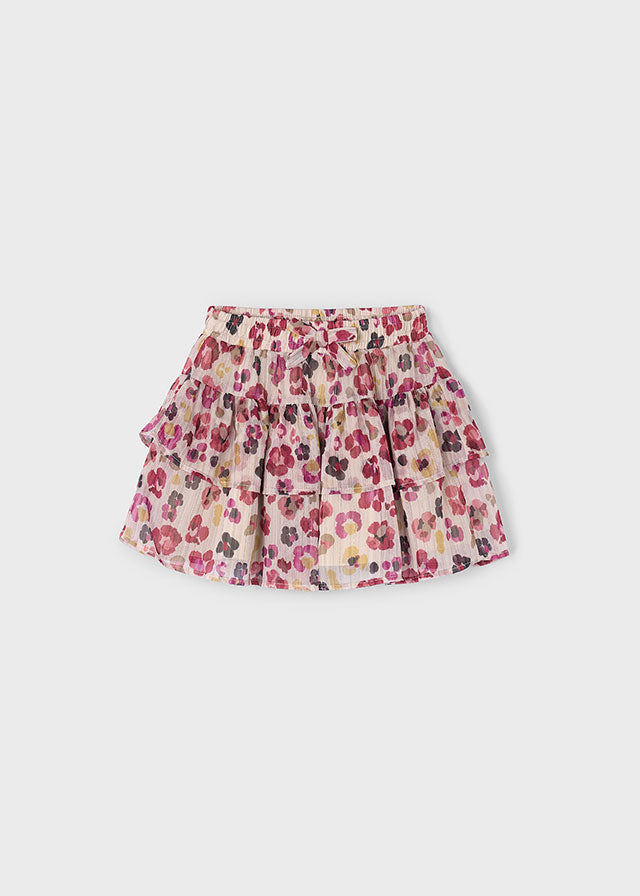 Girls Chiffon Skirt | Cherry Leopard