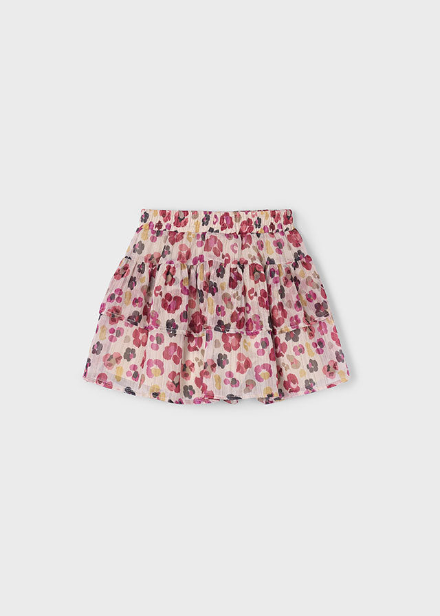 Girls Chiffon Skirt | Cherry Leopard