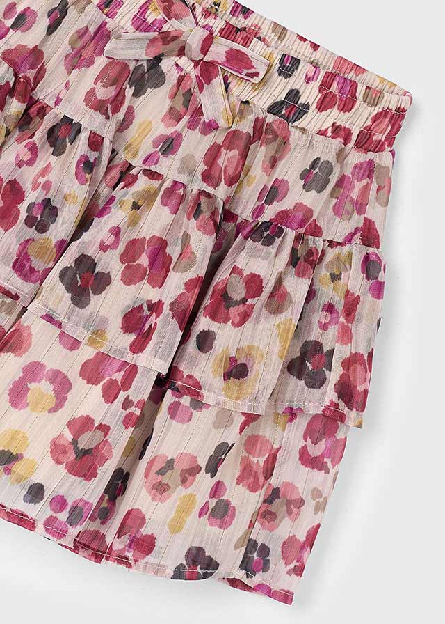 Girls Chiffon Skirt | Cherry Leopard