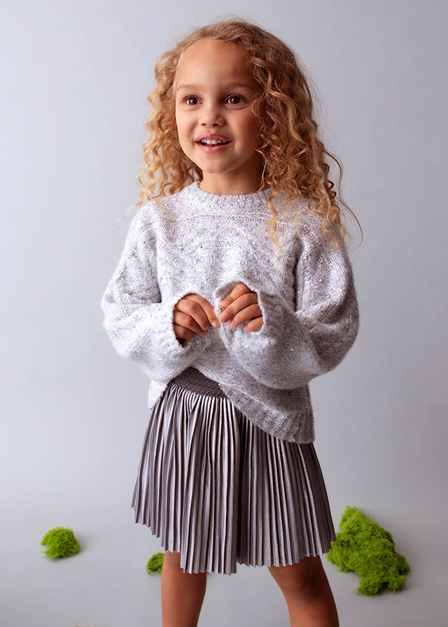 Girls Pleated Skirt | Silver