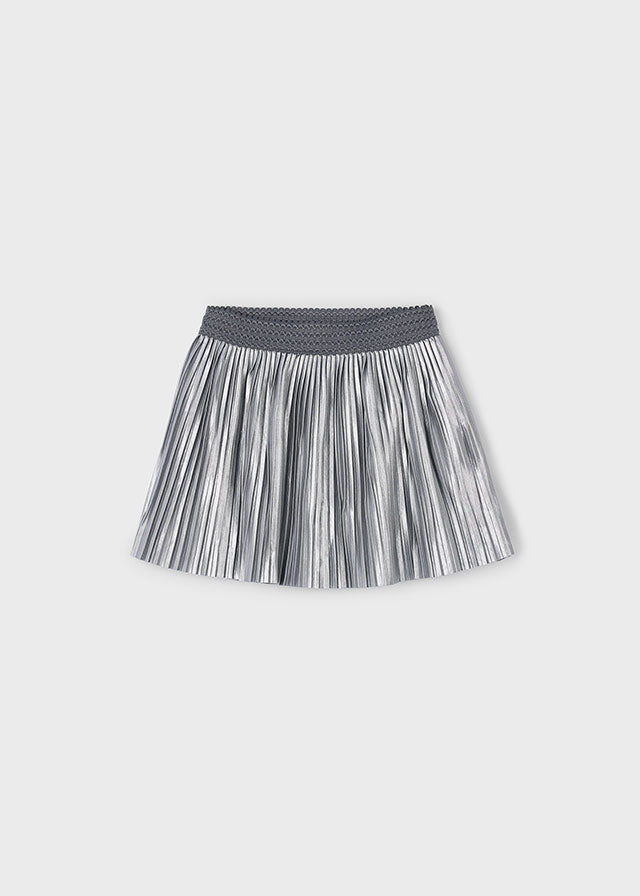 Girls Pleated Skirt | Silver