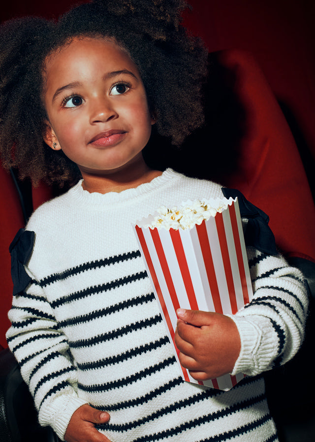 Girls Striped Bow Sweater Dress