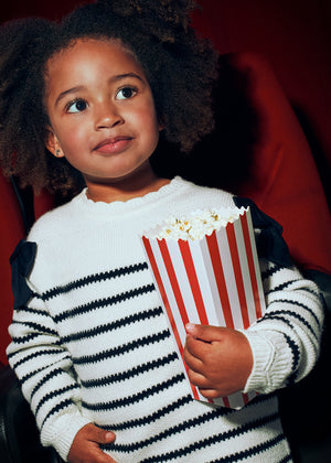 Girls Striped Bow Sweater Dress