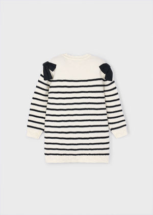 Girls Striped Bow Sweater Dress