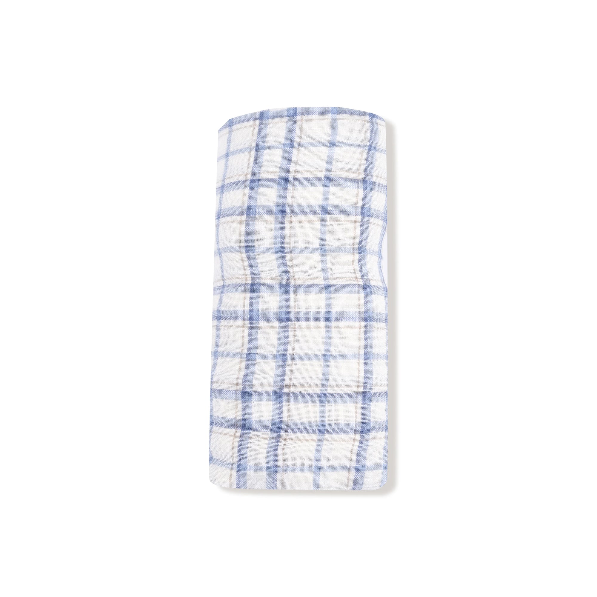 Blue Plaid Muslin Swaddle Blanket