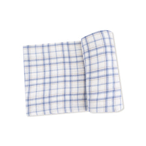Blue Plaid Muslin Swaddle Blanket