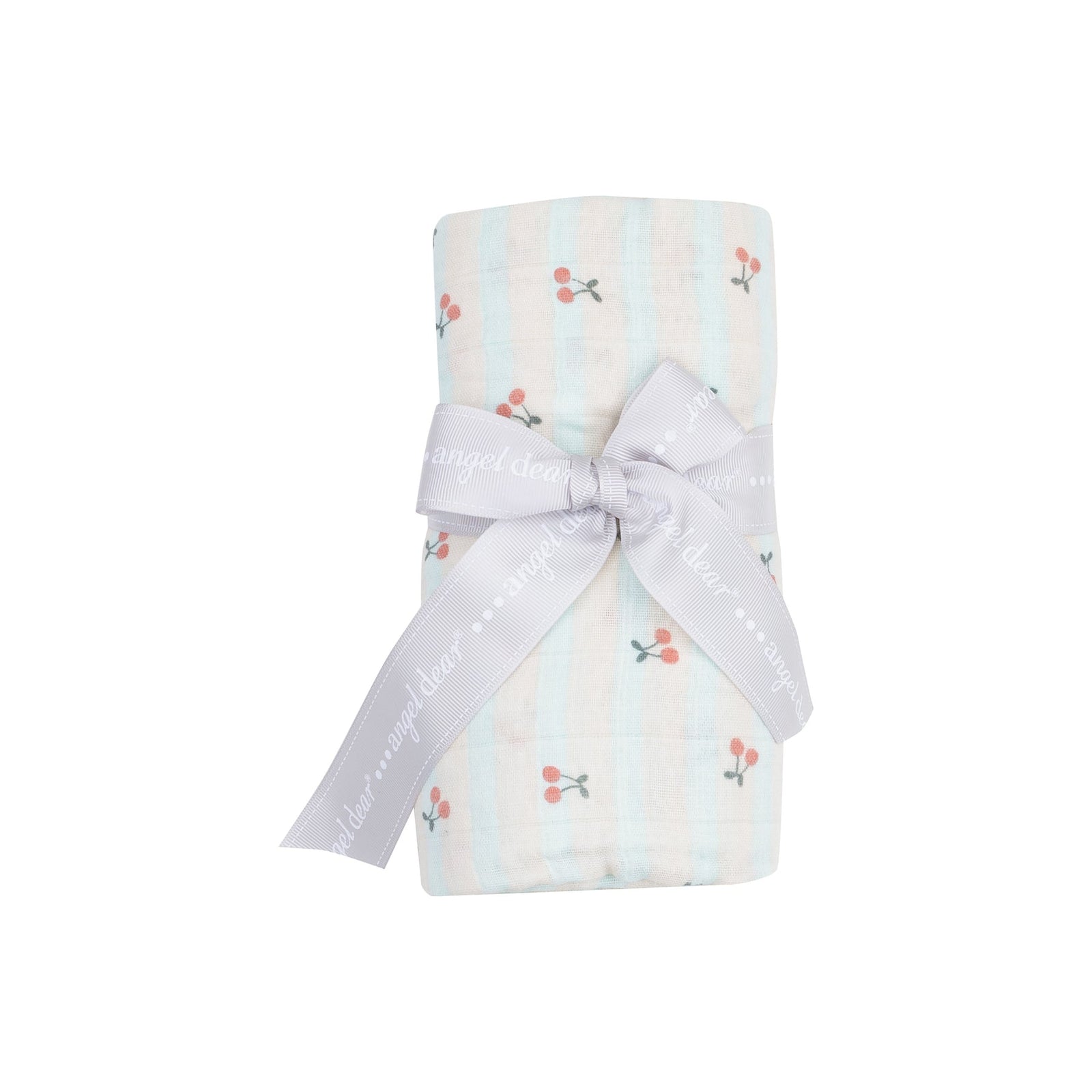 Cherry Stripe Muslin Swaddle Blanket