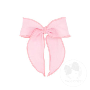 Cotton Gauze Bowtie with Twisted Wrap and Whimsy Tails | Pearl Pink