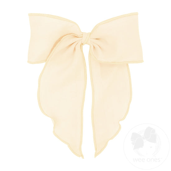 Cotton Gauze Bowtie with Twisted Wrap and Whimsy Tails | Antique White