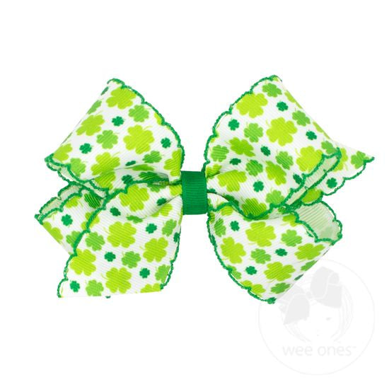 Shamrock Print with Moonstitch Edge Hair Bow