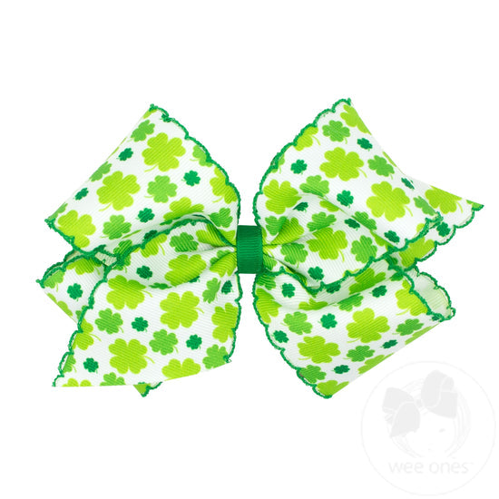 Shamrock Print with Moonstitch Edge Hair Bow
