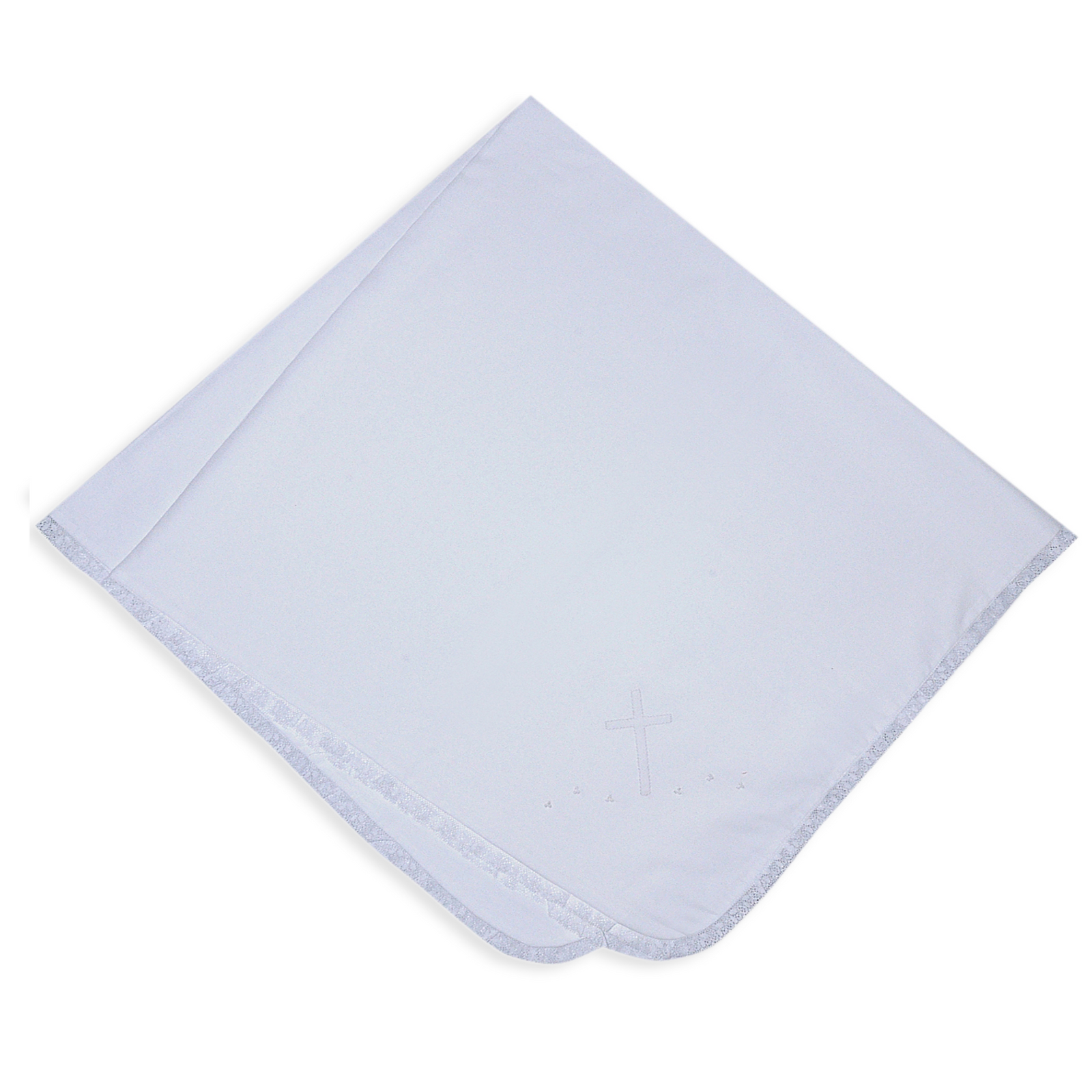 White Baby Blanket with White Cross Embroidery