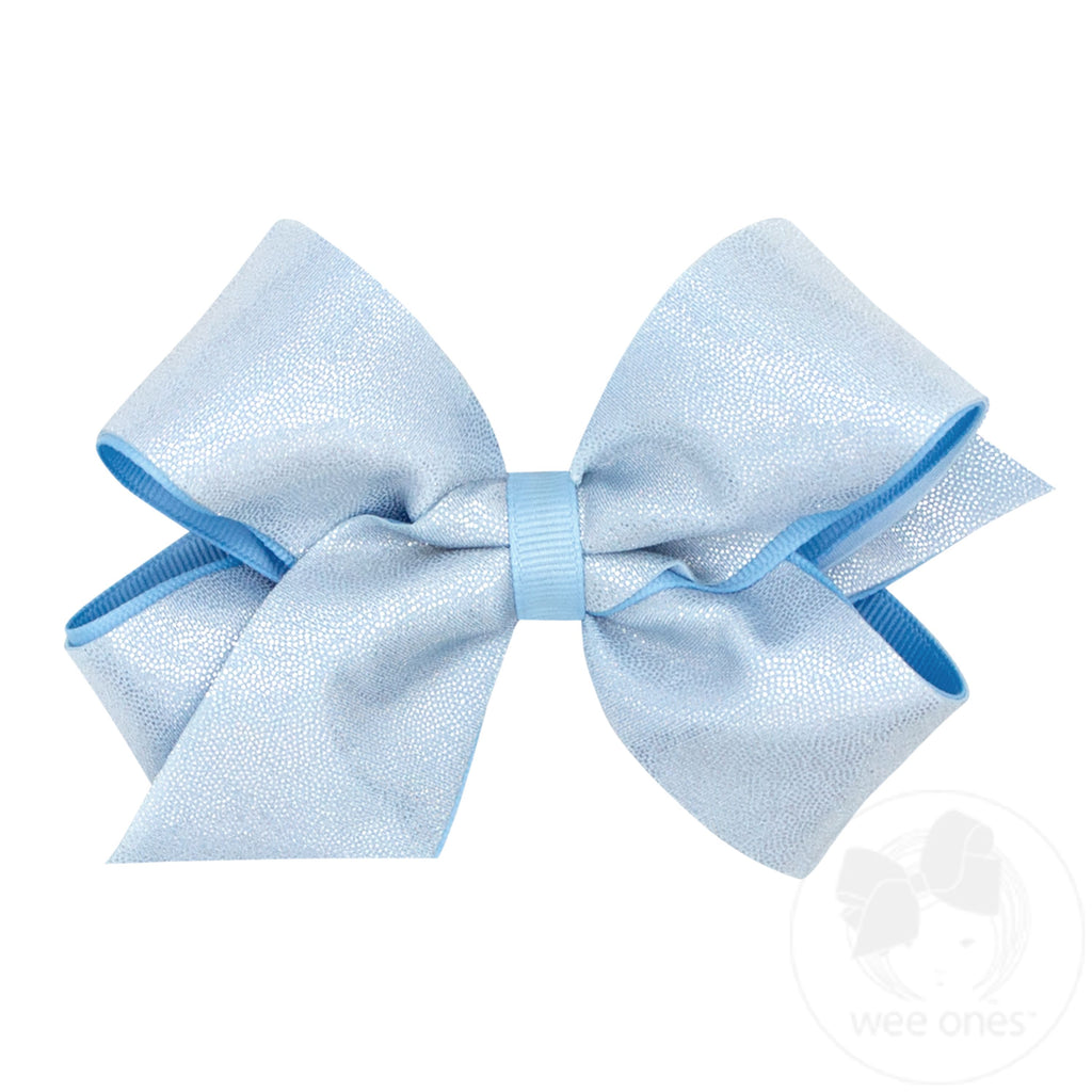 Medium Mirror Dot and Grosgrain Overlay Hair Bow | Assorted