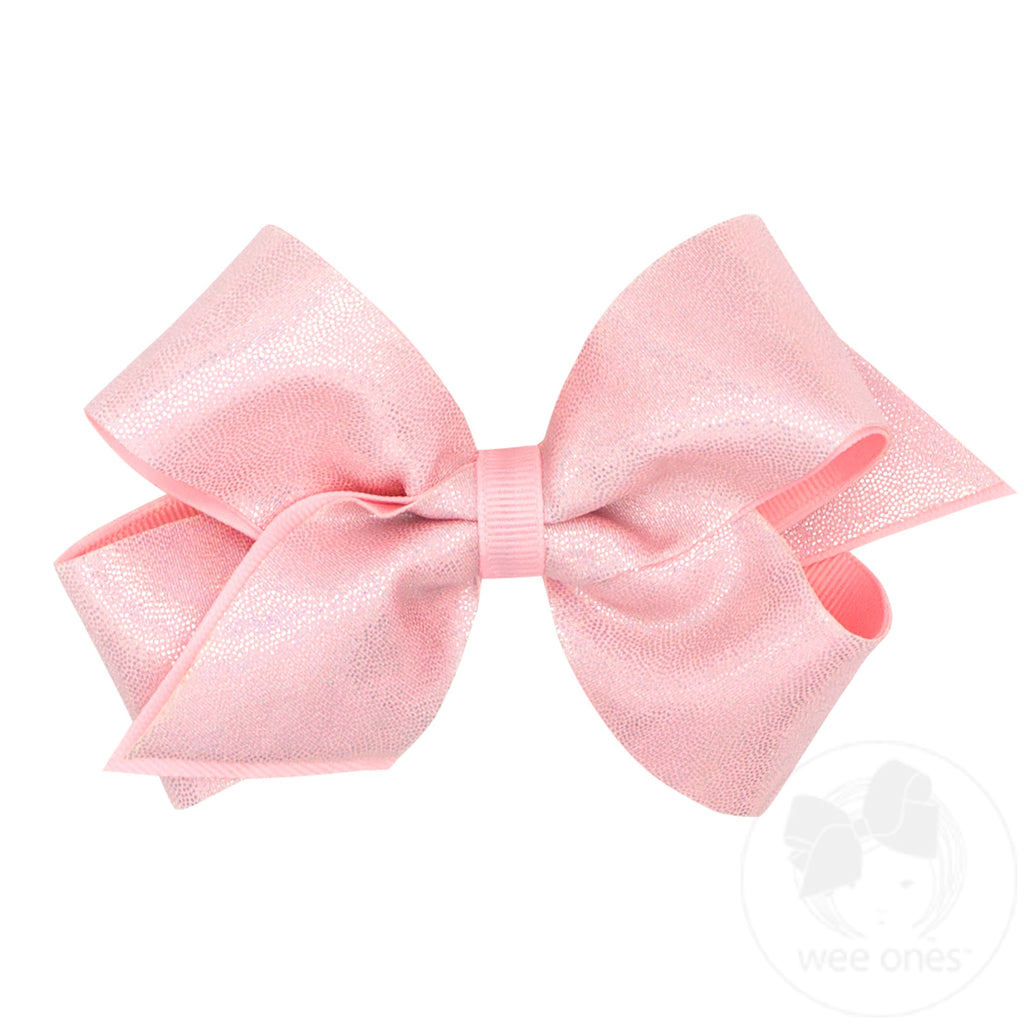 Medium Mirror Dot and Grosgrain Overlay Hair Bow | Assorted