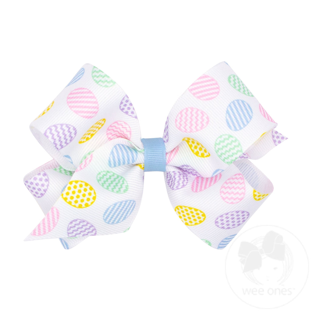 Grosgrain Hair Bow with Easter Egg Print | Assorted