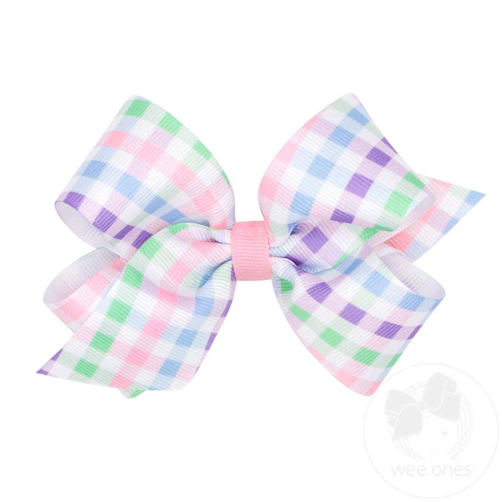 Grosgrain Hair Bow with Spring Gingham Print | Assorted