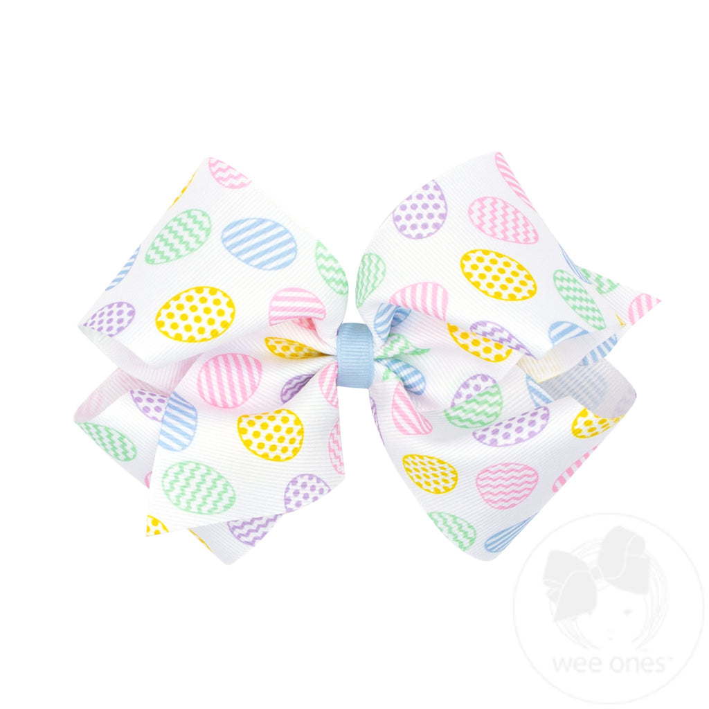 Grosgrain Hair Bow with Easter Egg Print | Assorted