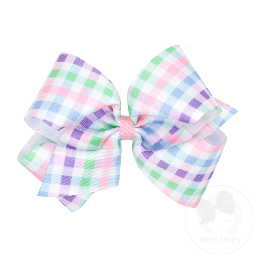 Grosgrain Hair Bow with Spring Gingham Print | Assorted