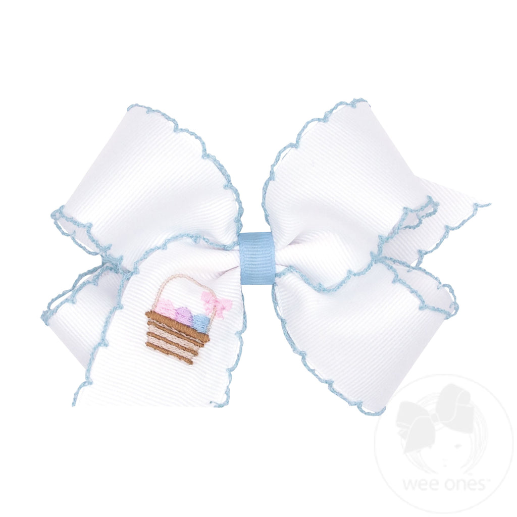 Grosgrain Bows with Moonstitch Edge and Easter Basket Embroidery | Assorted
