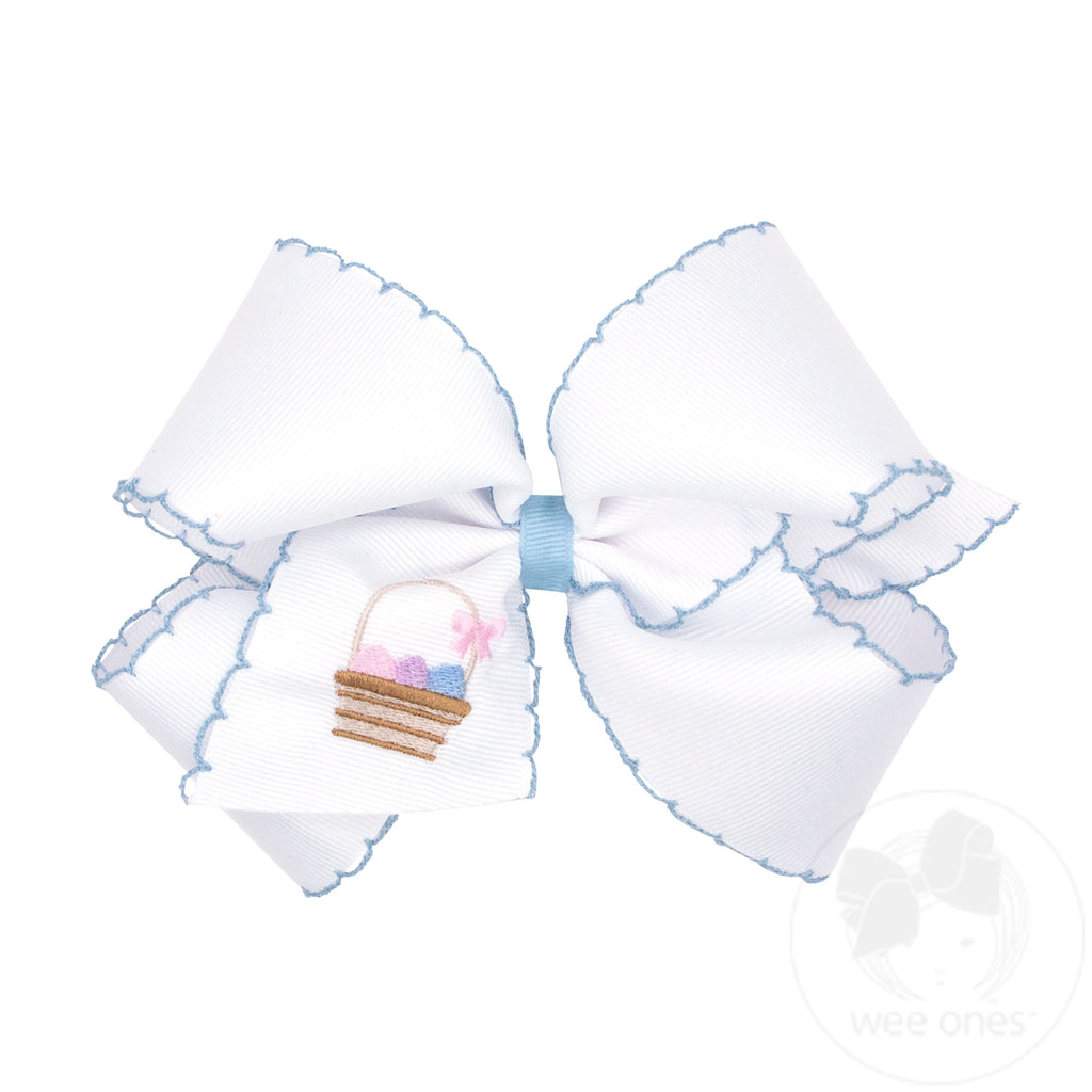 Grosgrain Bows with Moonstitch Edge and Easter Basket Embroidery | Assorted