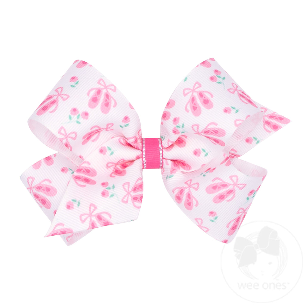 Ballet Slipper Print Grosgrain Print Hair Bow | Assorted
