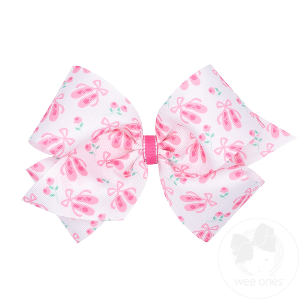 Ballet Slipper Print Grosgrain Print Hair Bow | Assorted
